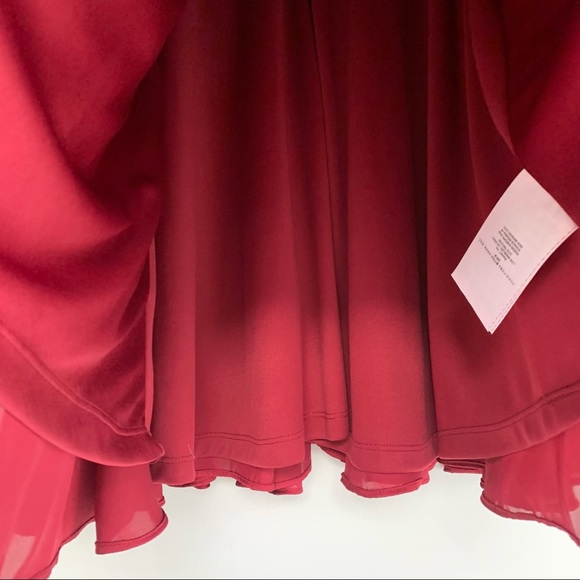 GUESS burgandy flowy dress with mesh top - Picture 5 of 8